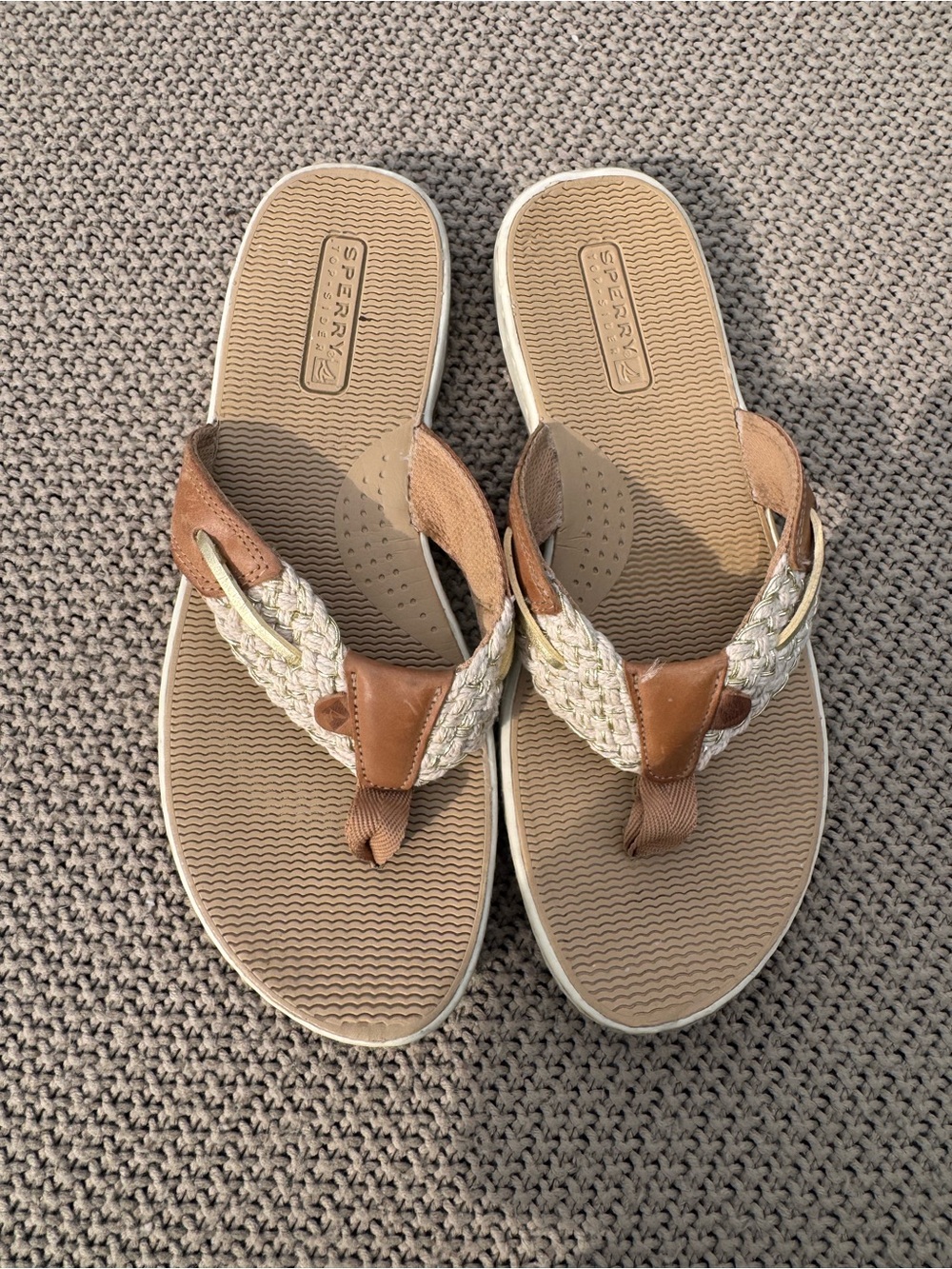 SPERRY Top-Sider Women's Leather Parrotfish FLIP FLOPS Sandals Boat Thongs 8M